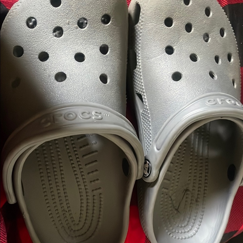 CROCS Gray Sandals with Perforated Design